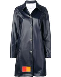 Calvin Klein Langer Mantel mit Logo - Blau