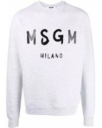 MSGM - Logo-Print Crew Neck Sweatshirt - Lyst