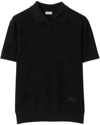 Burberry - Check Wool Polo Shirt - Lyst