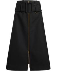 Patou - Zip-Front Belted Midi Skirt - Lyst