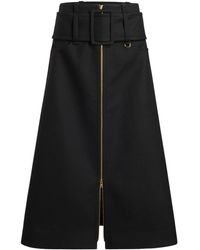 Patou - Zip-Front Belted Midi Skirt - Lyst