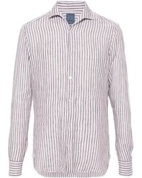 Barba Napoli - Striped Classic-collar Linen Shirt - Lyst