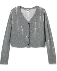 B+ AB - Distressed-Details V-Neck Cardigan - Lyst