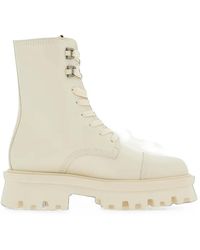 Ferragamo - Off Leather Combat Boots - Lyst