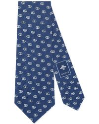 Gucci Krawatte aus Seidensablé mit GG - Blau