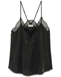 Zadig & Voltaire - Christy Silk Strass Paisley Top - Lyst