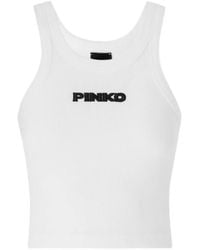Pinko - Cropped Vest Top With Logo - Lyst