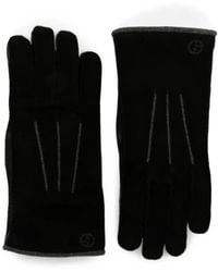 Giorgio Armani - Logo-Print Suede Gloves - Lyst