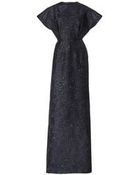 Carolina Herrera - Floral Lurex Jacquard Fan-Bodice Gown - Lyst
