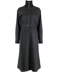 Jil Sander - Vestido Camisero Midi Con Cinturón - Lyst