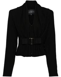 Costarellos - Crepe Wool Cropped Jacket - Lyst