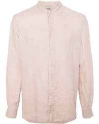 Aspesi - Band-collar Linen Shirt - Lyst