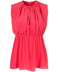 Lanvin - Ruched Sleeveless Silk Blouse - Lyst
