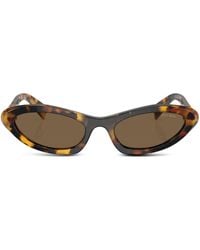Miu Miu - Tortoiseshell-effect Oval-frame Sunglasses - Lyst
