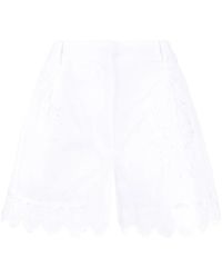 Simone Rocha - Embroidered Cotton Shorts - Lyst