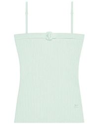 Courreges - Ribbed Knit Top With Square Neckline And Buckle Detail - Lyst