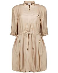 Moncler - Silk Twill Mini Shirt Dress - Lyst