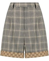 Gucci - Prince Of Wales Check Print Tailored Shorts - Women's - Wool/linen/flax - Lyst