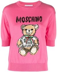 Moschino - Teddy Bear-Intarsia Cropped Jumper - Lyst