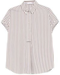 Brunello Cucinelli - Striped Buttoned Blouse - Lyst