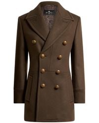 Etro - Long Double-Breasted Wool-Blend Cloth Jacket - Lyst