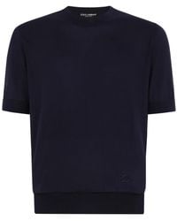 Dolce & Gabbana - Logo-Embroidered Silk Knitted Top - Lyst
