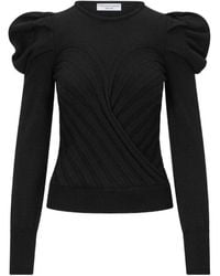 Violante Nessi - Puffed-Shoulder Ribbed-Knit Sweater - Lyst