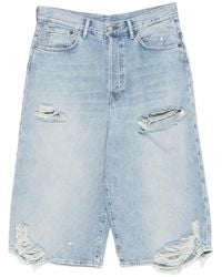 Acne Studios - Gerafelde Denim Shorts - Lyst