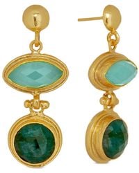Ottoman Hands - Melis Aqua Emerald Drop Earrings - Lyst