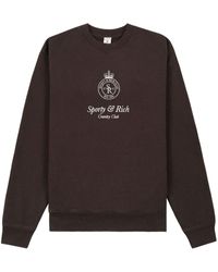 Sporty & Rich - Crown-embroidered Cotton Sweatshirt - Lyst