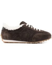 Santoni - Suede Shearling Sneakers - Lyst
