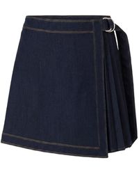Cinq À Sept - Tammi Pleated Wrap-Front Denim Mini Skirt - Lyst