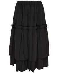 COMME DES GARÇON BLACK - Tiered Ruffled Midi Skirt - Lyst