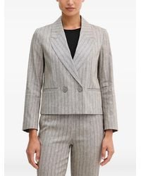 Sisley - Pinstripe-Pattern Double-Breasted Blazer - Lyst