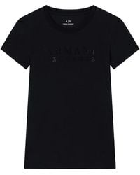 ARMANI EXCHANGE - Rhinestone-Embellished Logo T-Shirt - Lyst