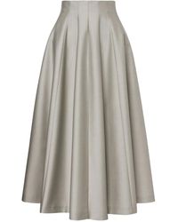 Alberta Ferretti - Pleated Midi Skirt - Lyst