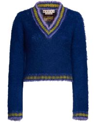 Marni - Striped-trim Mohair-blend Jumper - Lyst