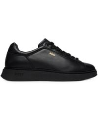 BOSS - Logo-Print Leather Sneakers - Lyst