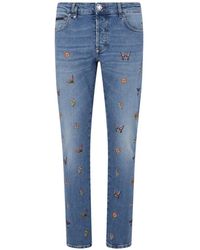 Philipp Plein - Vaqueros Rectos Con Diseño Bordado - Lyst