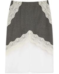 Jil Sander - Gelaagde Rok Met Kanten Afwerking - Lyst
