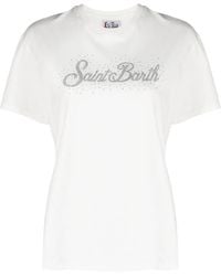 Mc2 Saint Barth - Rhinestone-Embellished Cotton T-Shirt - Lyst