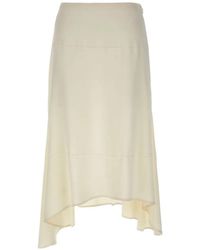 Victoria Beckham - Asymmetric Crepe-Satin Midi Skirt - Lyst
