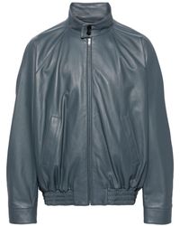 Marni - Giacca bomber grigia in pelle - Lyst