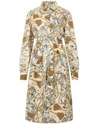 Moschino - Graphic-Print Belted Long-Sleeve Dress - Lyst