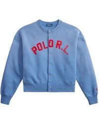 Polo Ralph Lauren - Logo-Print Press-Stud Cardigan - Lyst