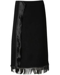Jil Sander - Fringe-Detail Midi Skirt - Lyst