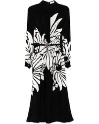 Elie Saab - Seidenkleid Mit Print - Lyst