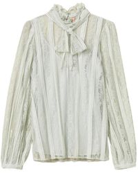 Twinset - Striped Lace Bow Blouse - Lyst