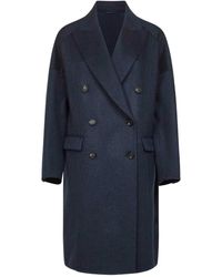 Brunello Cucinelli - Double-Breasted Long-Sleeve Coat - Lyst