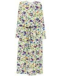 ODEEH - Floral-Print Belted Midi Dress - Lyst